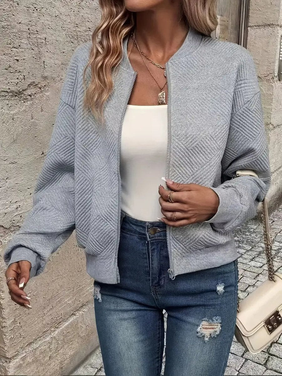 Estelle | Textured Zip-Up Bomber Jacket