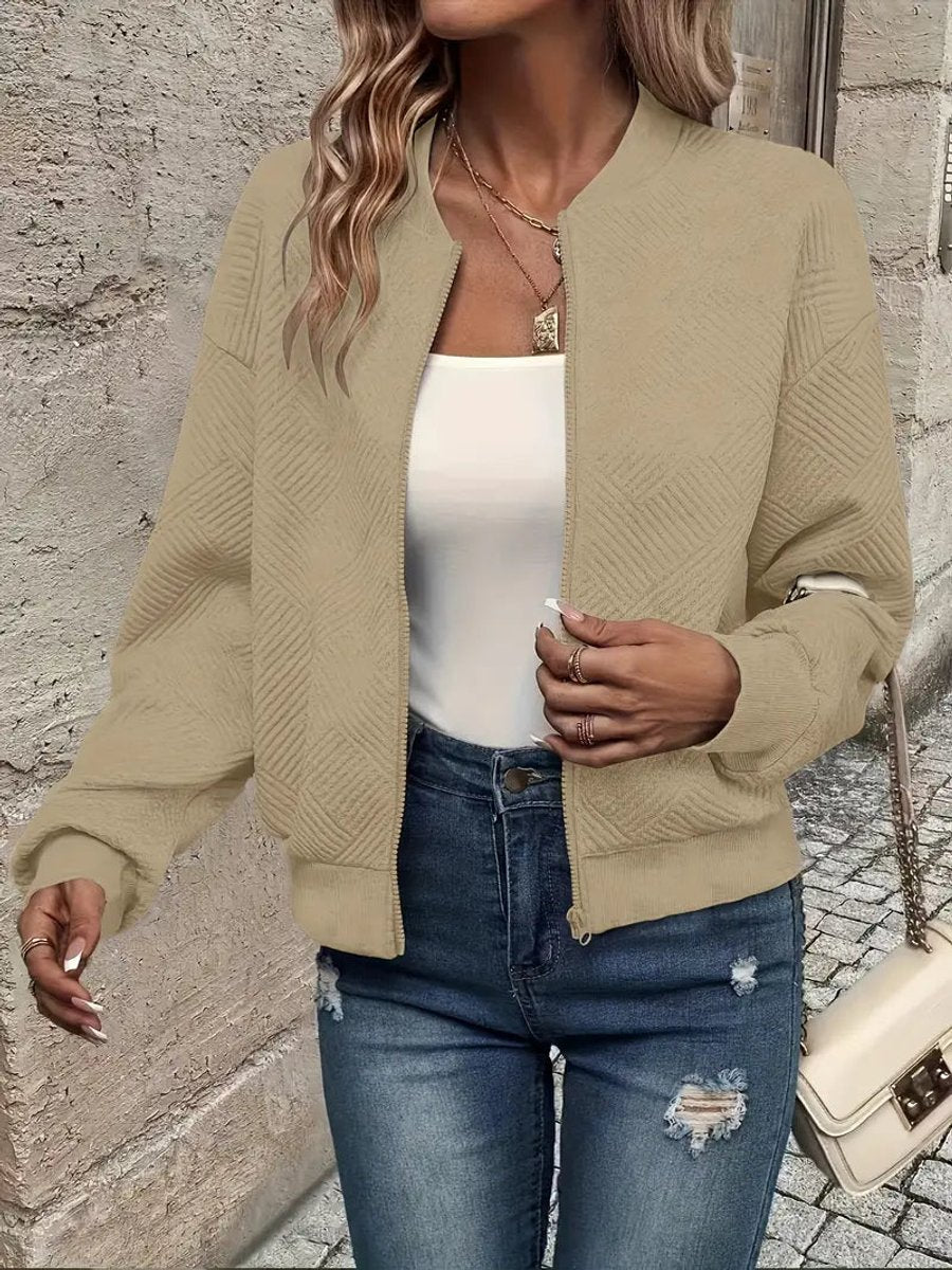 Estelle | Textured Zip-Up Bomber Jacket