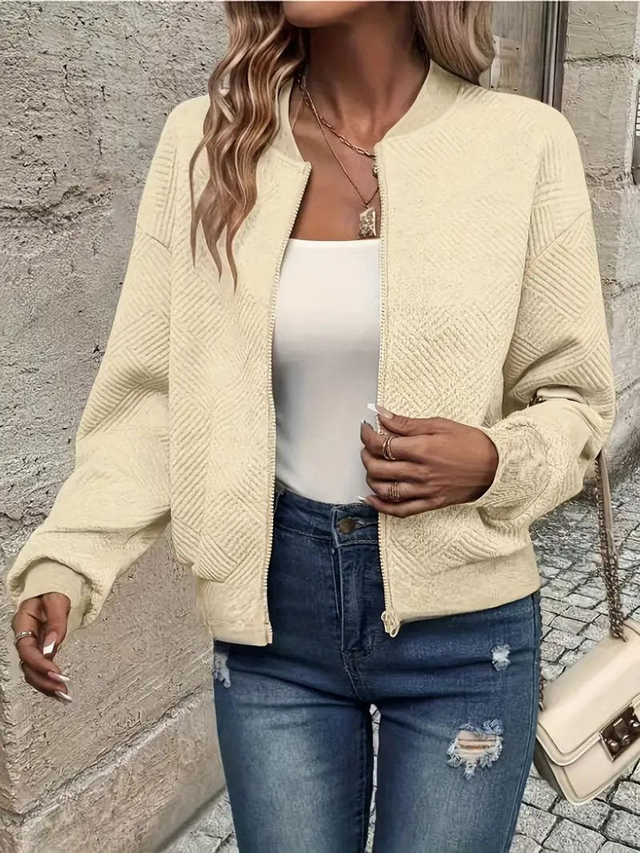 Estelle | Textured Zip-Up Bomber Jacket