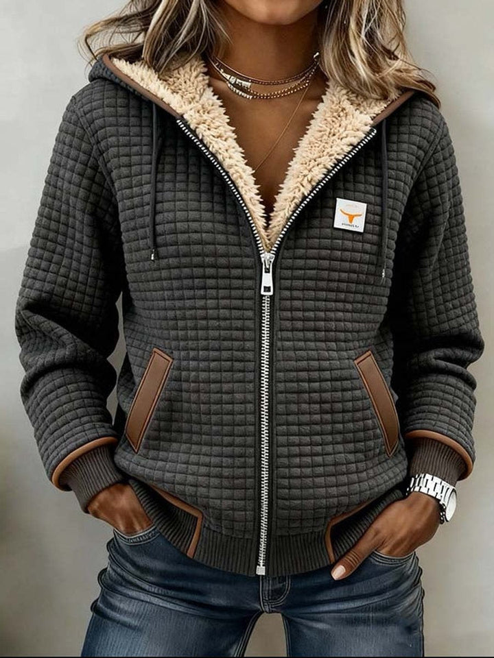 Margaux | Cosy Textured Full-Zip Hooded Jacket