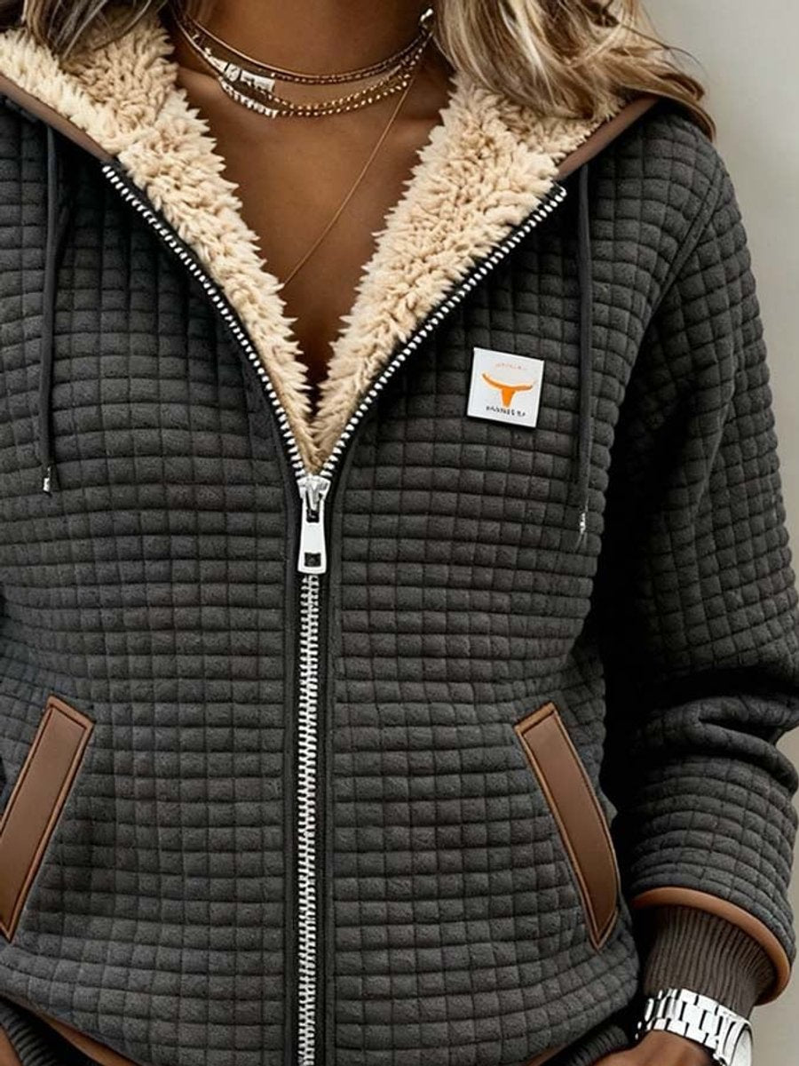 Margaux | Cosy Textured Full-Zip Hooded Jacket