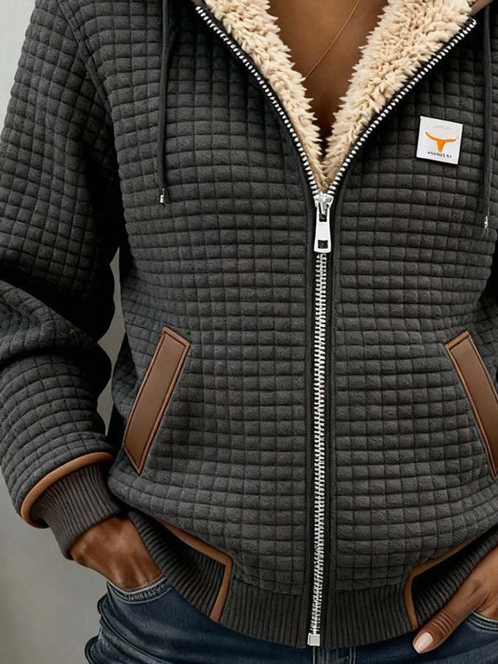 Margaux | Cosy Textured Full-Zip Hooded Jacket