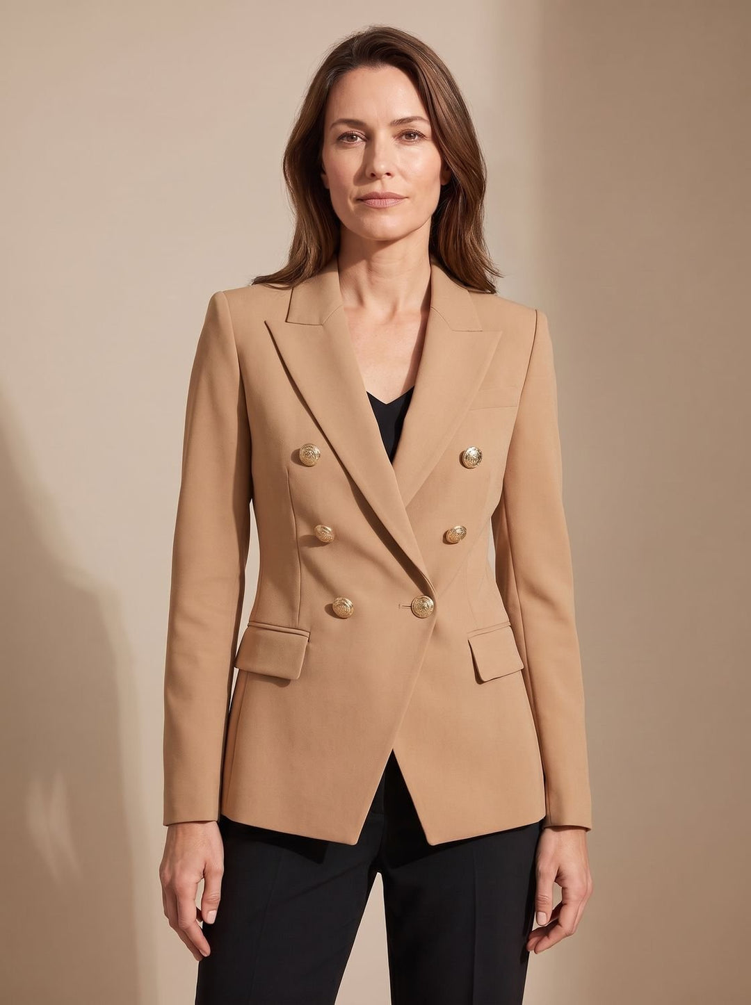 Marianne | Tailored Double-Breasted Gold-Button Blazer