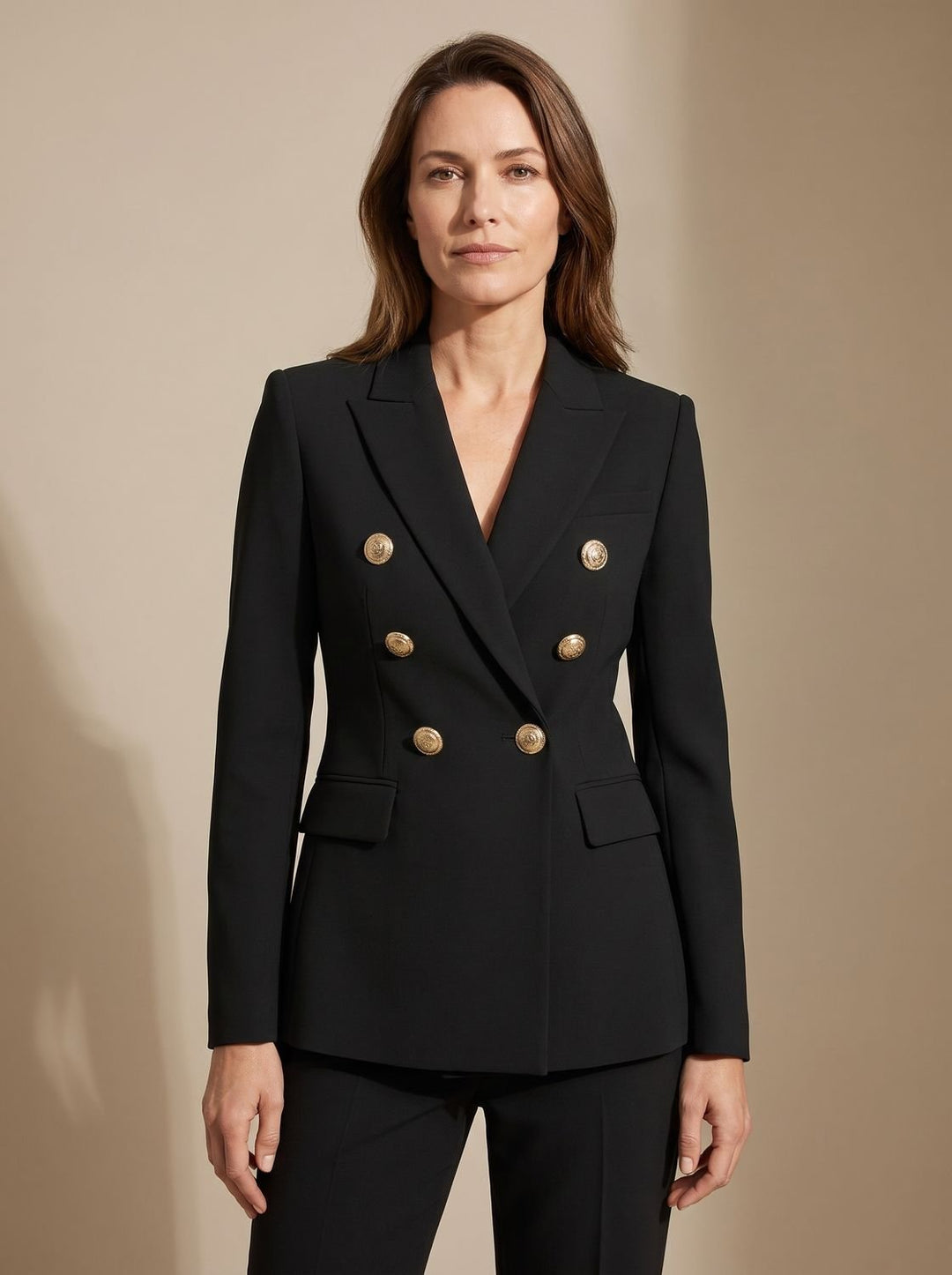 Harper | Tailored Double-Breasted Gold-Button Blazer