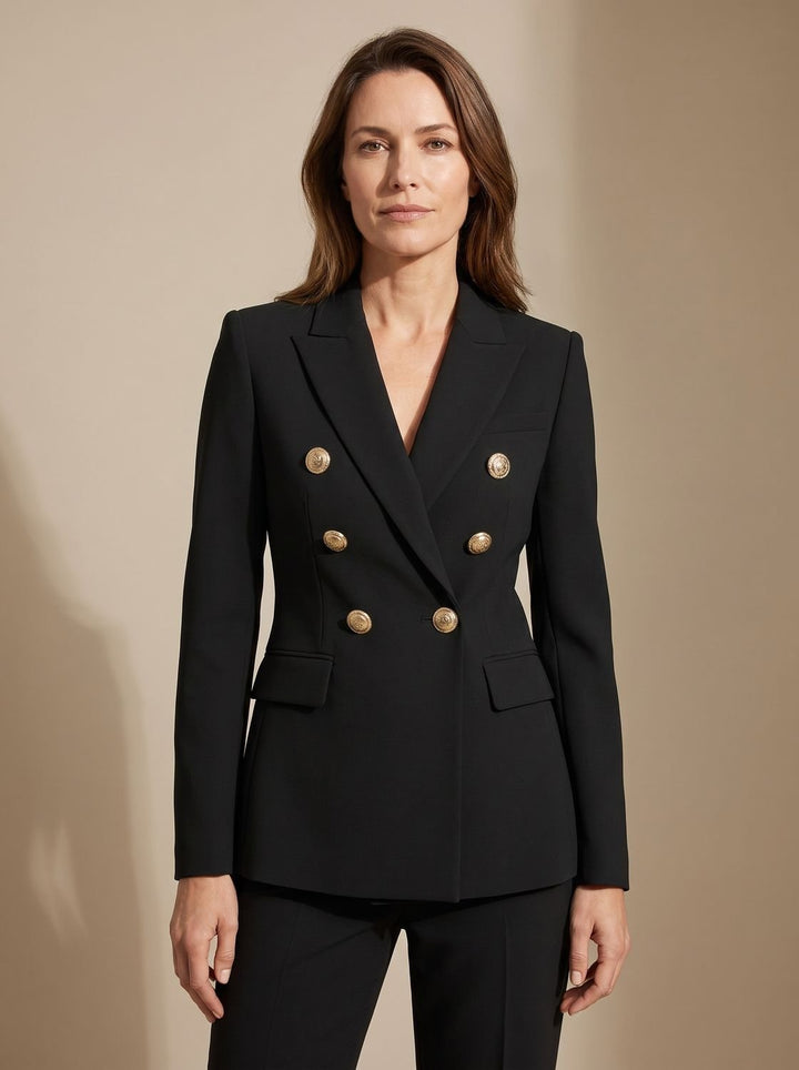 Marianne | Tailored Double-Breasted Gold-Button Blazer