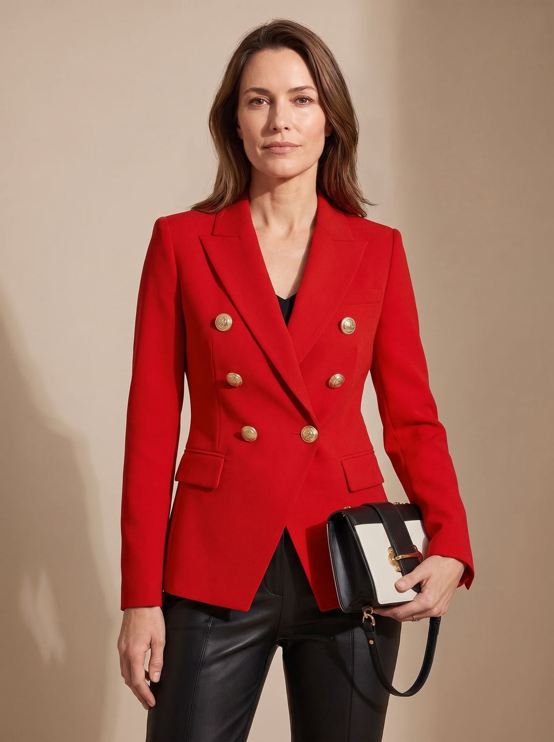 Harper | Tailored Double-Breasted Gold-Button Blazer