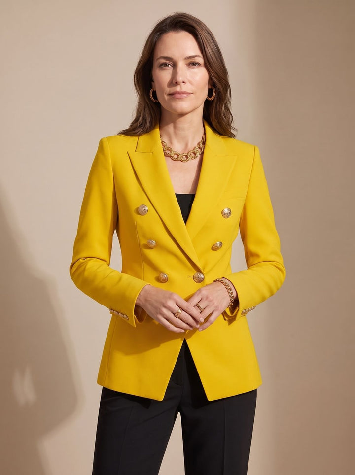 Harper | Tailored Double-Breasted Gold-Button Blazer