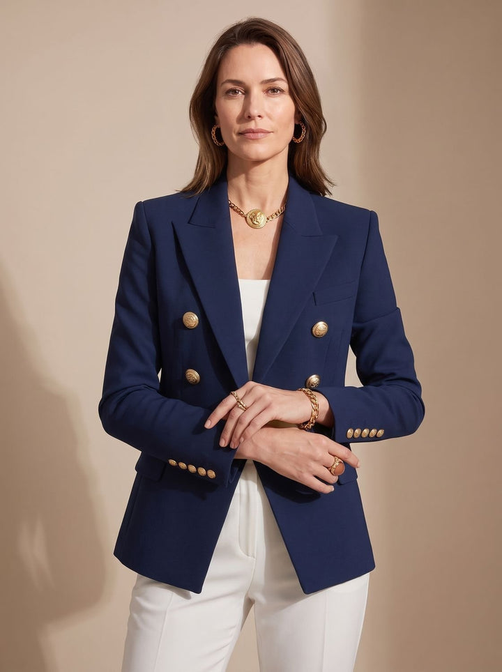 Harper | Tailored Double-Breasted Gold-Button Blazer