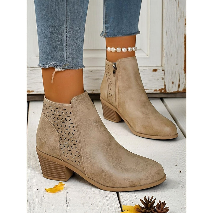 Louise | Cutout Block-Heel Ankle Boots
