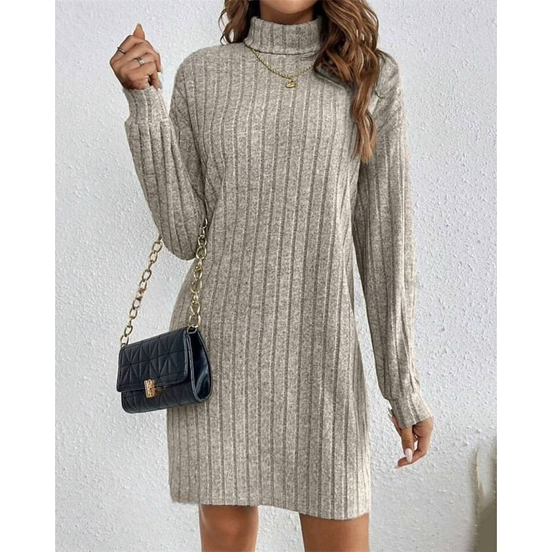 Willow | Soft Ribbed High-Neck Jumper Dress