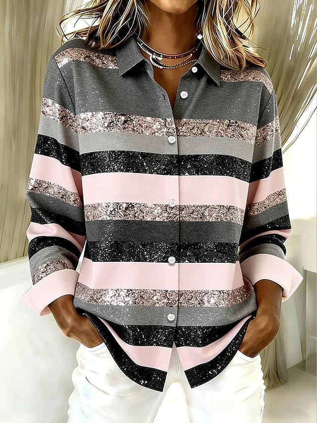 Rhoda | Striped Button-Front Blouse