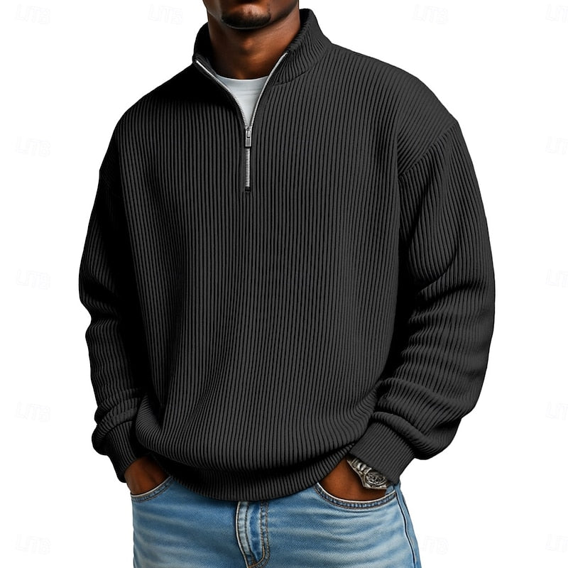 Landon | Ribbed Quarter-Zip Pullover