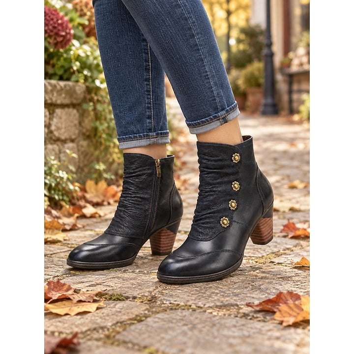 Rosabel | Ruched Block-Heel Ankle Boots