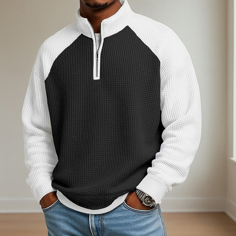 Preston | Textured Quarter-Zip Polo Shirt