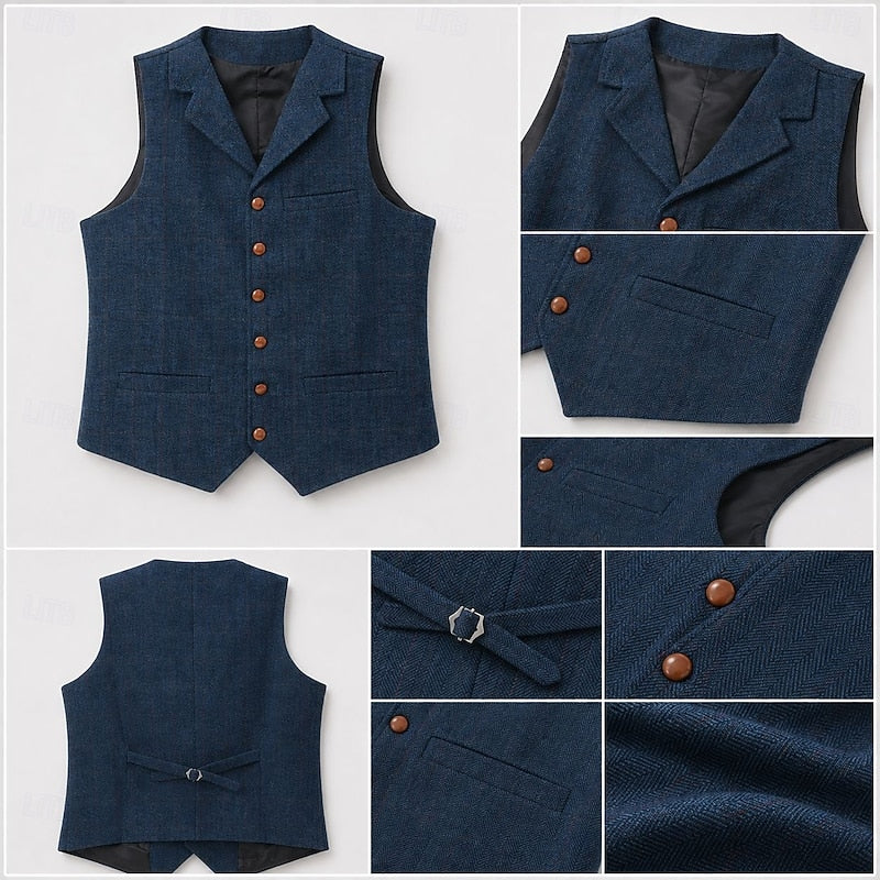 Desmond | Herringbone Single-Breasted Waistcoat