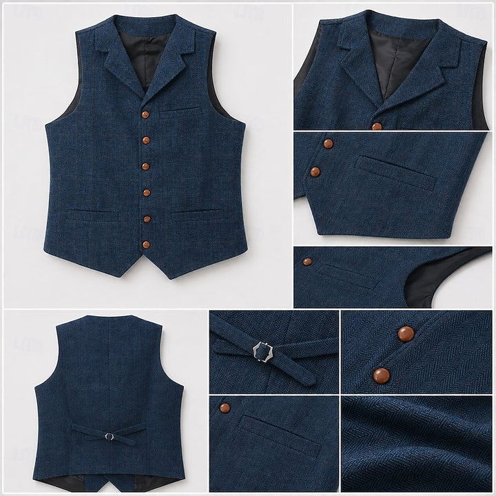 Desmond | Herringbone Single-Breasted Waistcoat