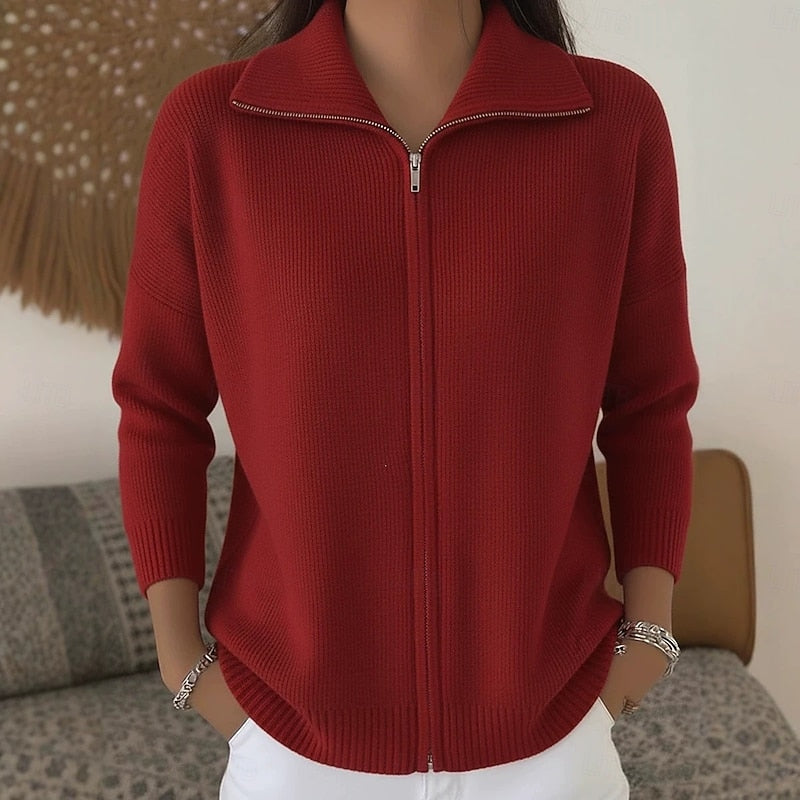 Joanna | Zip-Front Collared Cardigan