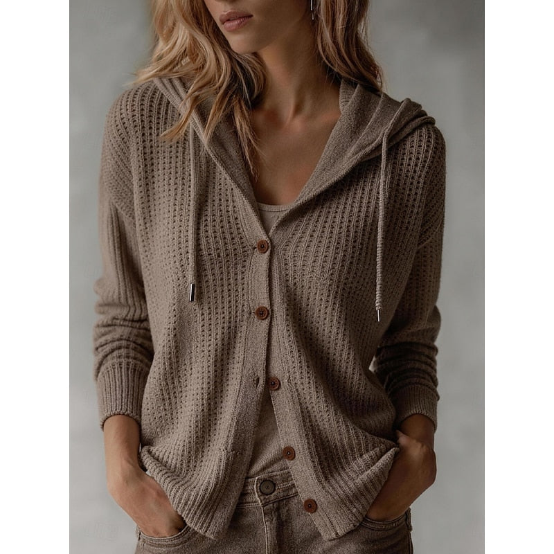 Miranda | Hooded Waffle-Knit Cardigan