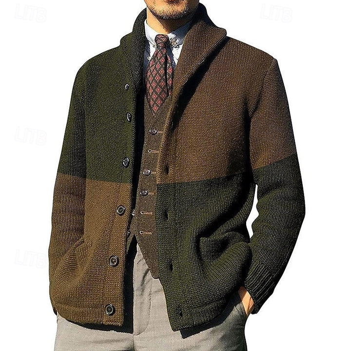 Weston | Shawl Collar Colour Block Cardigan