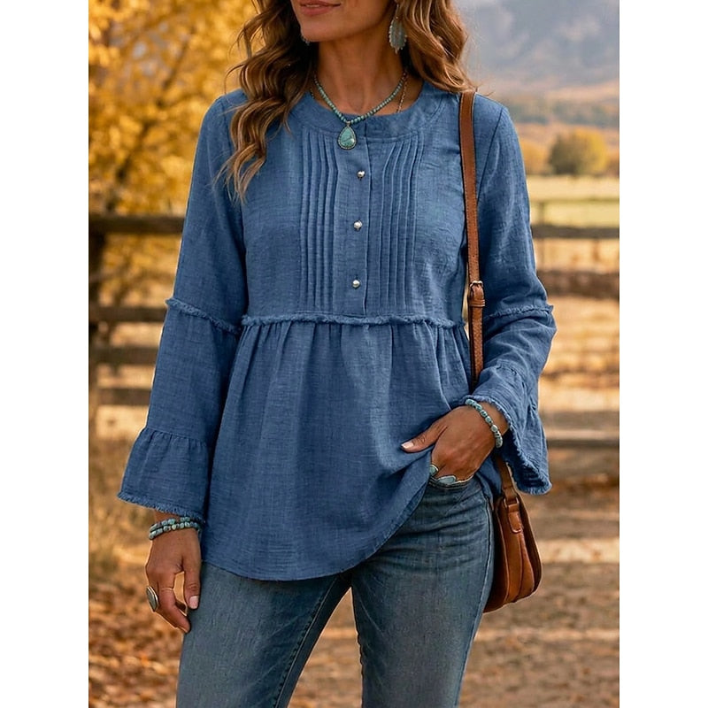 Delaney | Pleated Peplum Blouse