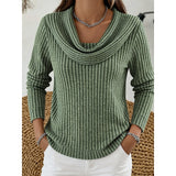 Sabine | Draped Cowl-Neck Ribbed Top