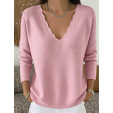 Maribeth | Halloween Scalloped V-Neck Sweater