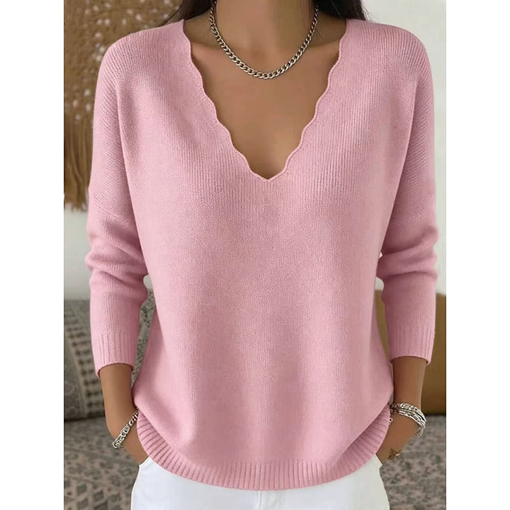 Maribeth | Halloween Scalloped V-Neck Sweater