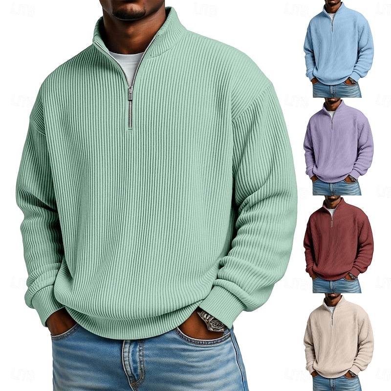 Landon | Ribbed Quarter-Zip Pullover