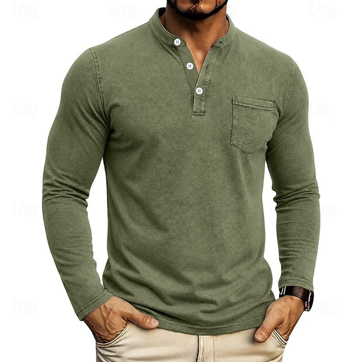 Elliot | Garment-Dyed Long Sleeve Henley Shirt