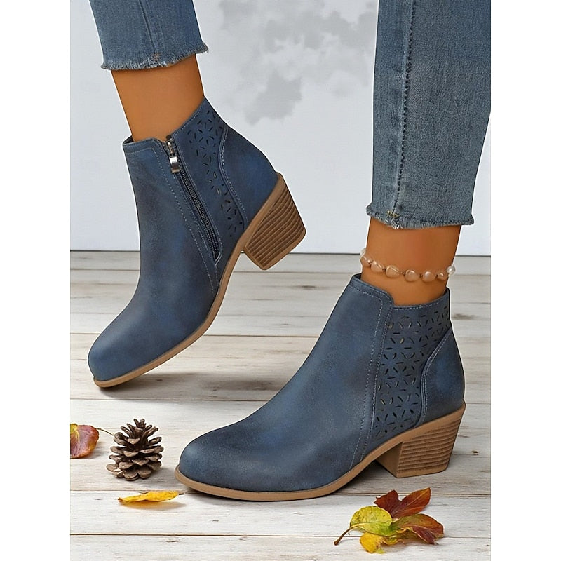 Louise | Cutout Block-Heel Ankle Boots