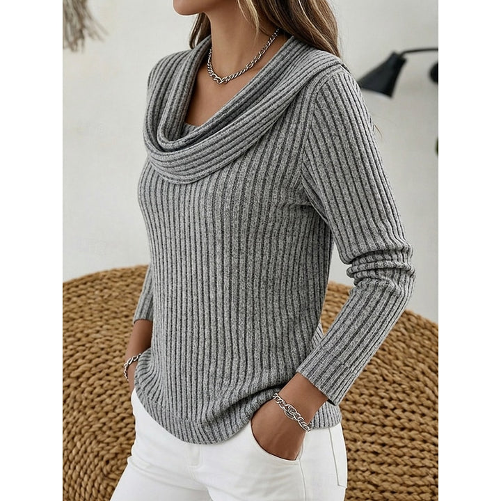 Sabine | Draped Cowl-Neck Ribbed Top