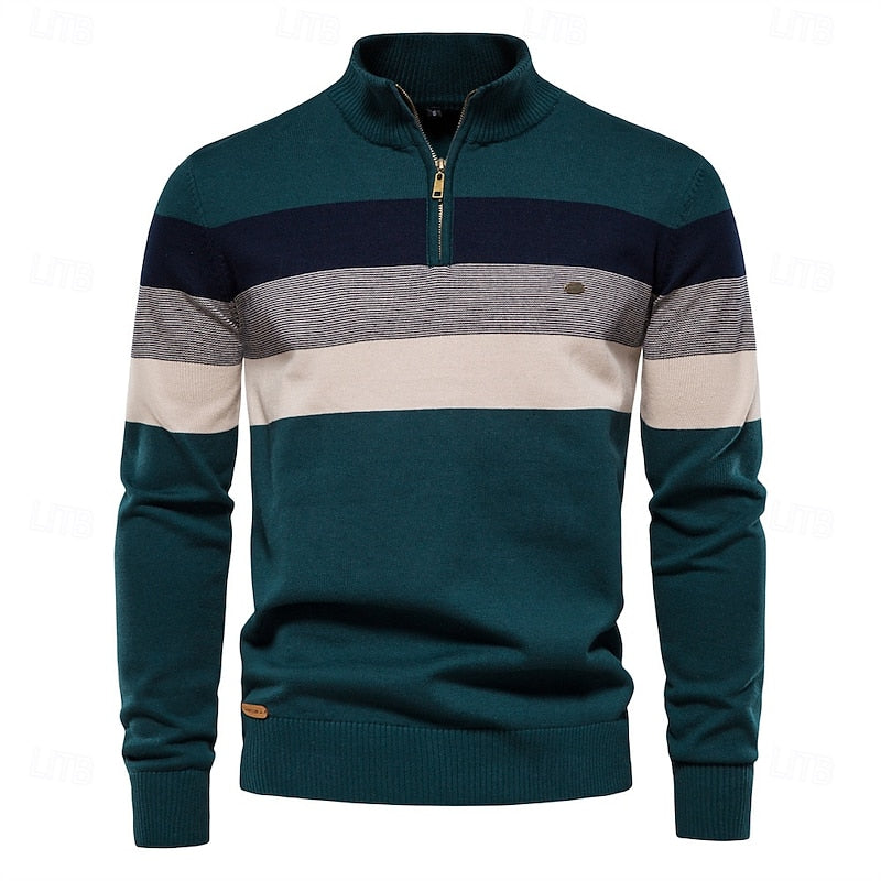 Reuben | Colour-Block Quarter-Zip Sweater