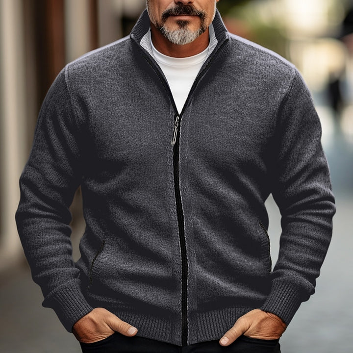 Gideon | Zip-Front Stand Collar Cardigan
