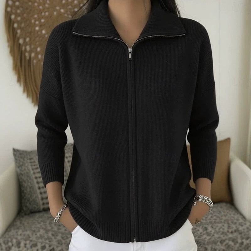 Joanna | Zip-Front Collared Cardigan