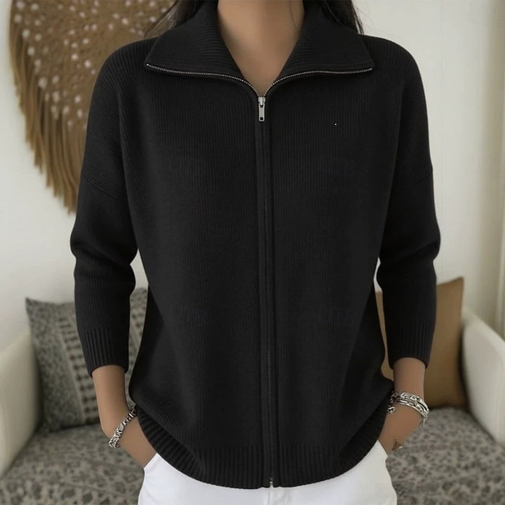 Joanna | Zip-Front Collared Cardigan
