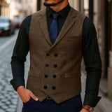 Merrick | Double-Breasted Herringbone Waistcoat