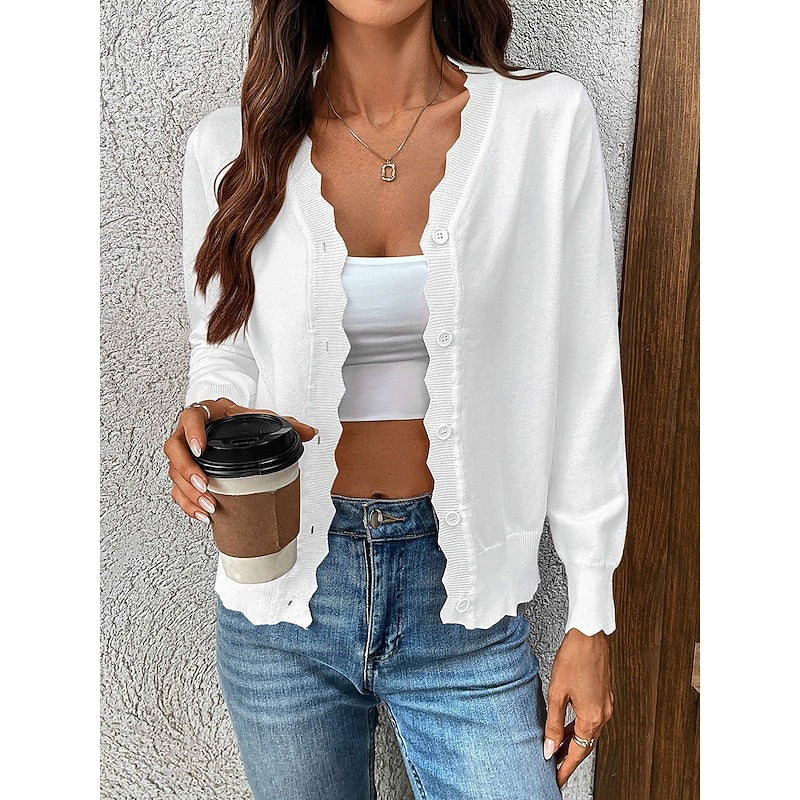 Sabrina | Scalloped Button-Front Cardigan