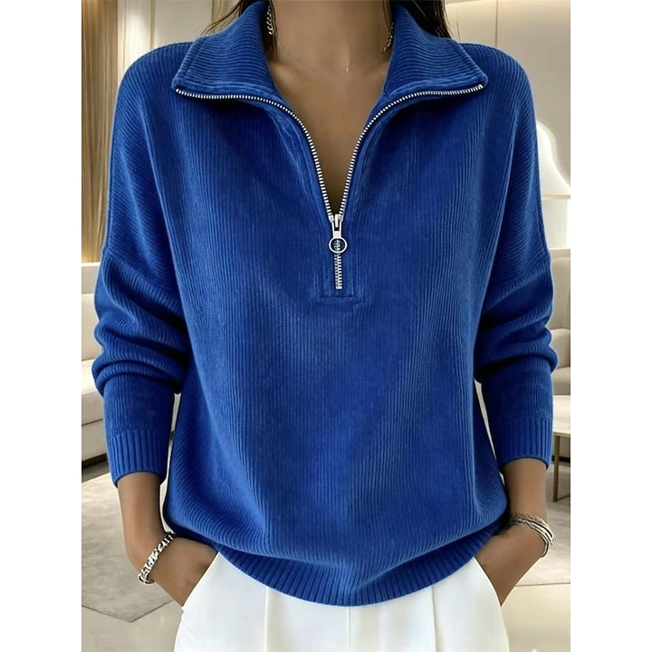 Elsie | Zip-Neck Stand Collar Pullover