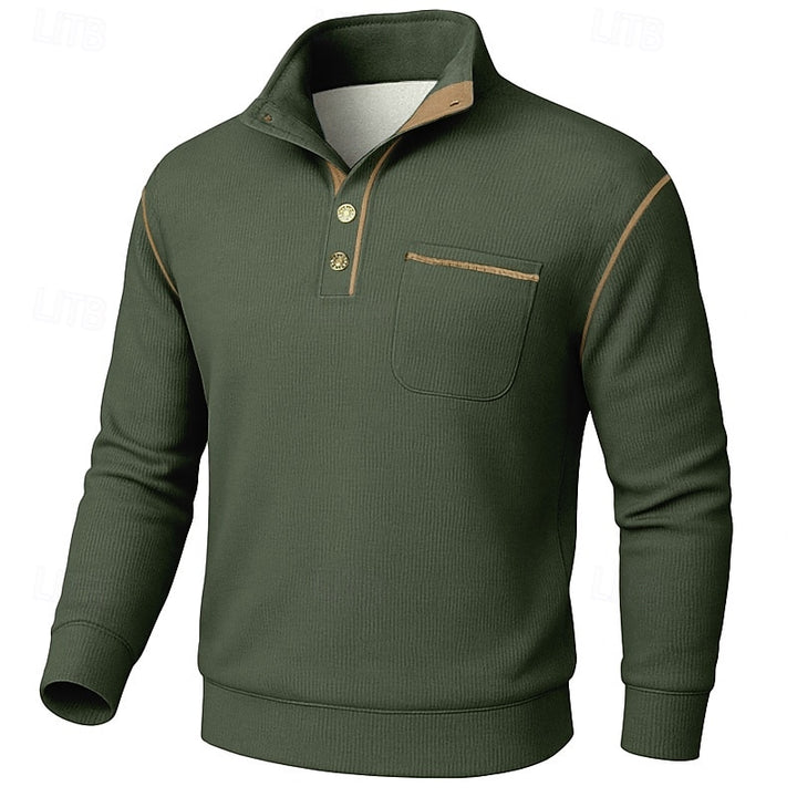 Harvey | Button-Up Standing Collar Pullover