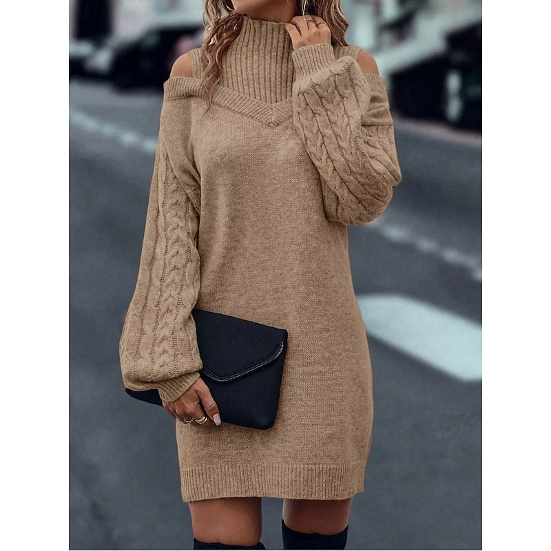Meredith | Cold-Shoulder Turtleneck Dress
