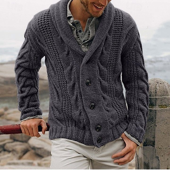 Graham | Cable-Knit Shawl Collar Cardigan