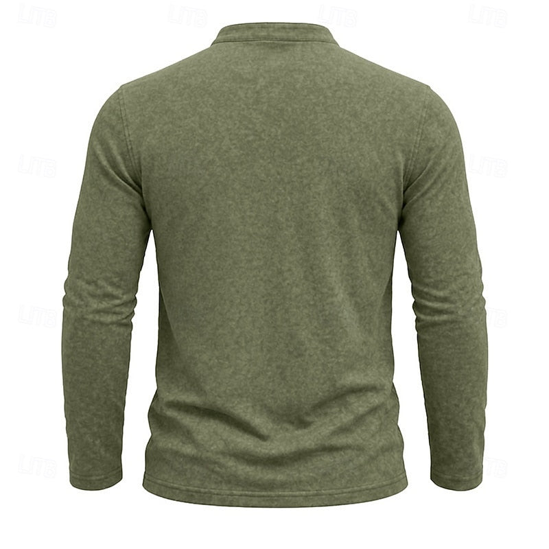 Elliot | Garment-Dyed Long Sleeve Henley Shirt