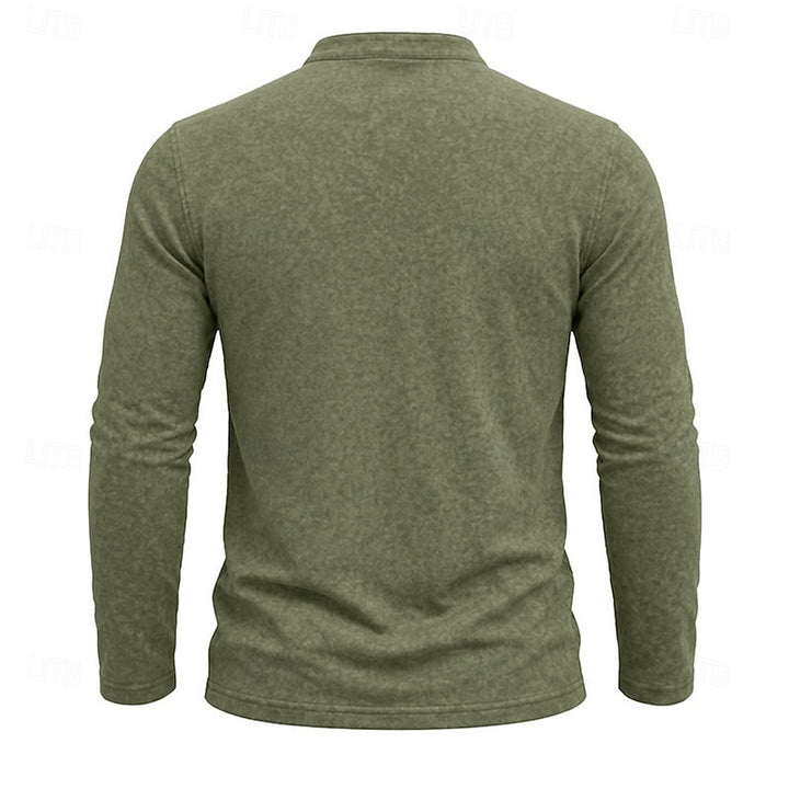 Elliot | Garment-Dyed Long Sleeve Henley Shirt
