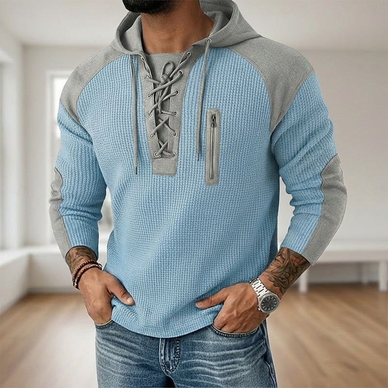 Grayson | Lace-Up Textured Hoodie
