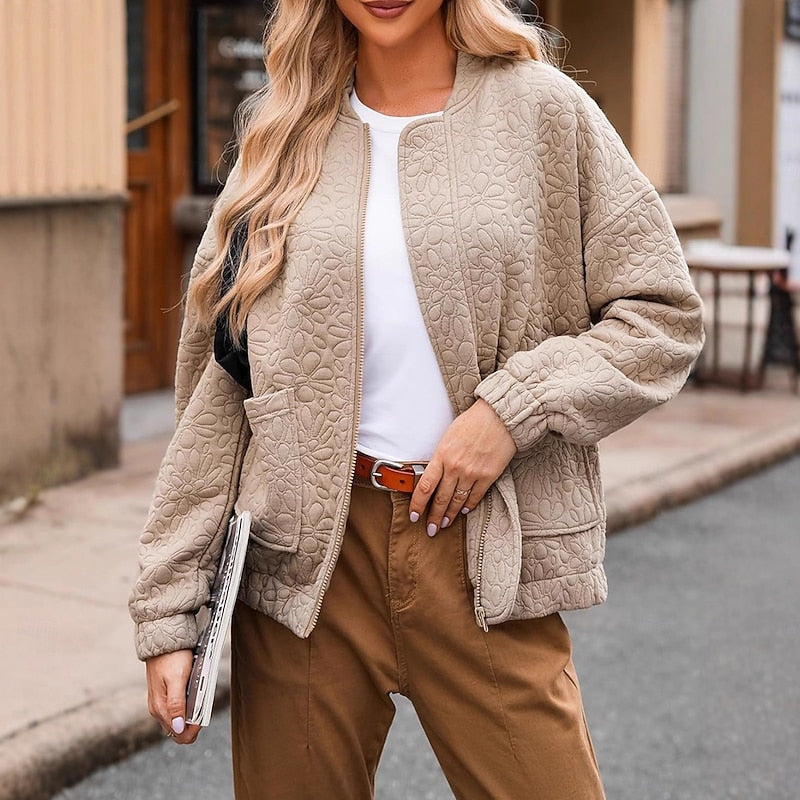 Nora | Textured Bomber Jacket