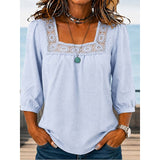 Lillian | Square-Neck Lace-Trim Blouse