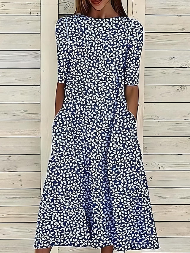Selene | Botanical Print Midi Dress