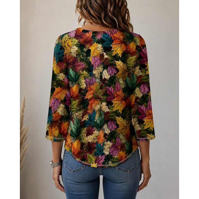 Marlena | Autumn Leaf Print Top